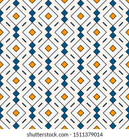 Ethnic, tribal seamless surface pattern. Repeated diamonds and rhombuses motif. Folk background. Folkloric wallpaper. Geometric ornament. Geo digital paper, textile print. Vector art