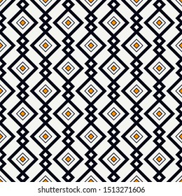 Patrón étnico tribal de superficie sin fisuras. Diamantes y rombos repetidos. Fondo popular. Papel pintado folclórico. Ornamento geométrico. Papel digital geográfico, letra textil. Arte vectorial