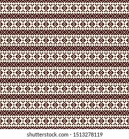 Ethnic, tribal seamless surface pattern. Embroidery ornament. Folk background. Repeated geometric symbols motif. Folkloric wallpaper. Delicate digital paper, textile print. Vector art / illustration