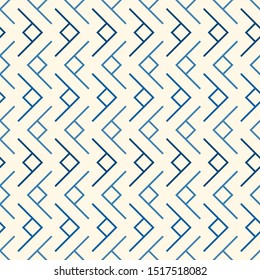 Ethnic, tribal seamless surface pattern. Repeated symbols background. Minimalist ornament. Geometric figures motif. Geo abstract wallpaper. Digital paper, textile print. Vector art / illustration