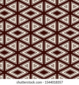 Ethnic, tribal seamless surface pattern. Native americans style background. Repeated diamond, triangles ornament. Geometric figures motif. Boho chic digital paper, textile print. Modern geo wallpaper.