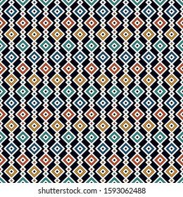 Ethnic, tribal seamless surface pattern. Repeated diamonds and rhombuses motif. Folk background. Folkloric wallpaper. Geometric ornament. Geo digital paper, textile print. Vector art