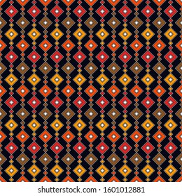 Ethnic, tribal seamless surface pattern. Folk background. Repeated diamonds and rhombuses motif. Folkloric wallpaper. Geometric ornament. Geo digital paper, textile print. Vector art