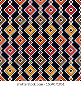 Ethnic, tribal seamless surface pattern. Repeated diamonds and rhombuses motif. Folk background. Folkloric wallpaper. Geometric ornament. Geo digital paper, textile print. Vector art