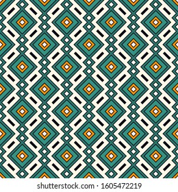 Ethnic, tribal seamless surface pattern. Repeated diamonds and rhombuses motif. Folk background. Folkloric wallpaper. Geometric ornament. Geo digital paper, textile print. Vector art