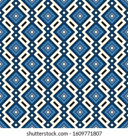 Ethnic, tribal seamless surface pattern. Repeated diamonds and rhombuses motif. Folk background. Folkloric wallpaper. Geometric ornament. Geo digital paper, textile print. Vector art