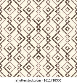 Ethnic, tribal seamless surface pattern. Repeated diamonds and rhombuses motif. Folk background. Folkloric wallpaper. Geometric ornament. Geo digital paper, textile print. Vector art
