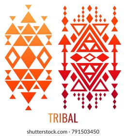 Ethnic or tribal style colorful ornament elemetns isolated on white bakground. Vector illustration