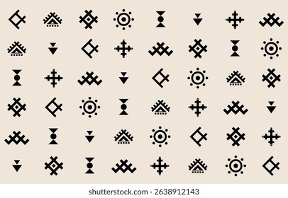 Ethnic tribal symbol background. Seamless tribal pattern, folk embroidery, tradition geometric tribal ornament. Traditional design for fabric, textile, print, rug, paper, carpet