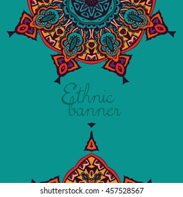 ethnic tribal template vector greeting card. Background with mandalas patterns