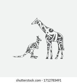 Ethnic tribal totem animal with patterns and ornaments.