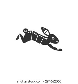 Ethnic tribal totem animal with patterns and ornaments. Rabbit.
