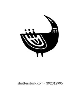 Ethnic tribal totem bird with patterns and ornaments