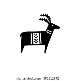 Ethnic tribal totem goat with patterns and ornaments