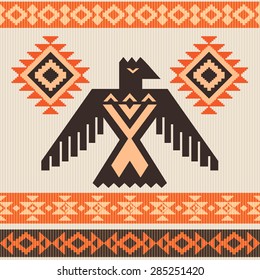 Ethnic tribal vector ornament with eagle