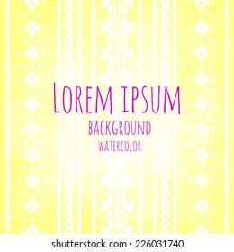 ethnic tribal vertical pattern on a yellow watercolor background