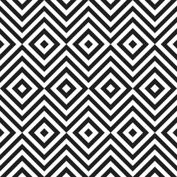 Ethnic Tribal Zig Zag And Rhombus Seamless Pattern. Vector Illustration For Beauty Fashion Design. Black White Colors. Vintage Stripe Style.