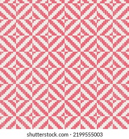 El zag y el rhombus tribal de las tribus étnicas combinan el patrón rojo de la feria de diamantes sin fisuras. Ilustración vectorial para el diseño de moda de belleza. Colores blancos negros. Estilo de franja de época.