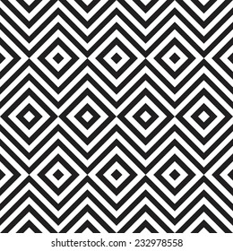 Ethnic tribal zig zag and rhombus seamless pattern. Vector illustration for beauty fashion design. Black white colors. Vintage stripe style.