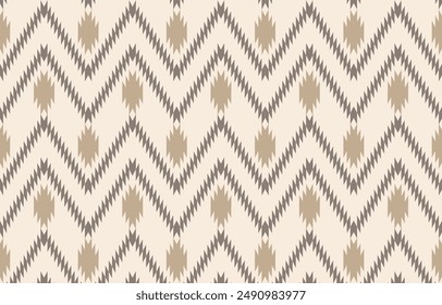 Ethnic tribal  zigzag beige background. Seamless tribal  pattern, folk embroidery, tradition geometric ornament. Traditional Native and  design for fabric, textile, print, rug, paper