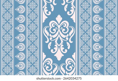 Ethnic tribes, Lanna fabric pattern, seamless abstract flowers for decorating borders, carpets