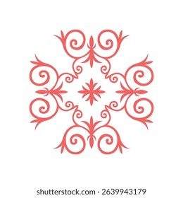 Ethnic Turkic Ornament Vector Traditional Floral Pattern with Swirls and Symmetry