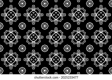 Ethnic unique pattern, geometric background. East, Indonesian ornament with hearts in a handmade style. Black white template for creativity, coloring, design.