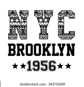 ethnic varsity print for t-shirt
