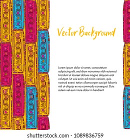 Ethnic vector background. Good to use for decoration any projects, as an supportive image and also main object of your layout. Vector illustration.