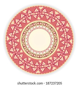Ethnic vector borders. Round ornament. 
