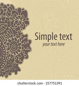 Ethnic vector card template. Hand drawn abstract background. Invitation or greeting  card. Floral ornament.