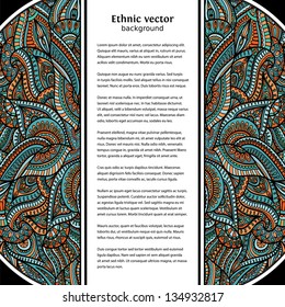 Ethnic vector floral round divided pattern background. Musical disk cover. Card cover, invitation, advertisement, magazine.