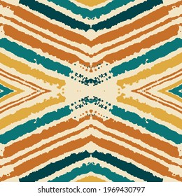 Ethnic Vector Geo Boho. Teal Abstract Ornament. Apparel Trendy Bohemian. Cream Artwork Hand made. Beige Graphic Tapestry. African Design. Scarf Geometric Hippie.