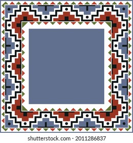 ethnic vector geometric pattern for square shawl or napkin or tile
