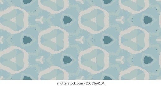 Ethnic Vector Ikat Boho Rug. Light Blue Abstract Kaleidoscope. Blue Tapestry Hand made. Apparel Hippie Bohemian. Light Blue Graphic Artwork. African Mosaic. Carpet Geometric Trendy.