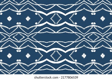 Ethnic Vector Ikat Boho Rug. Indigo Abstract Decoration. Carpet Geometric Trendy. Blue Design Ceramic. Blue Graphic Artwork. African Mosaic. Pillowcase Hippie Bohemian.
