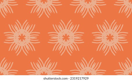 Vector étnico Ikat Boho Rug. Decoración Gráfico De Calabaza. Hippie Hippie Botánico de Pillowcase. Mano de diseño naranja dibujada. Tapiz Resumen de Calabaza. Mosaico de hierbas. Vestir la moda bohemiana.