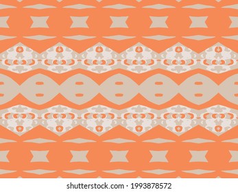 Ethnic Vector Ikat Geo Boho. Orange Graphic Decoration. Apparel Hippie Bohemian. Grey Tapestry Hand drawn. Grey Abstract Design. African Mosaic. Carpet Geometric Trendy.