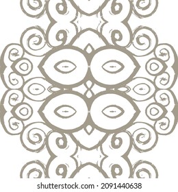 Ethnic Vector Ikat Geo Boho. Beige Graphic Decoration. Carpet Hippie Bohemian. Beige Mosaic Handmade. Beige Abstract Artwork. Swirls Tapestry. Apparel Geometric Trendy.