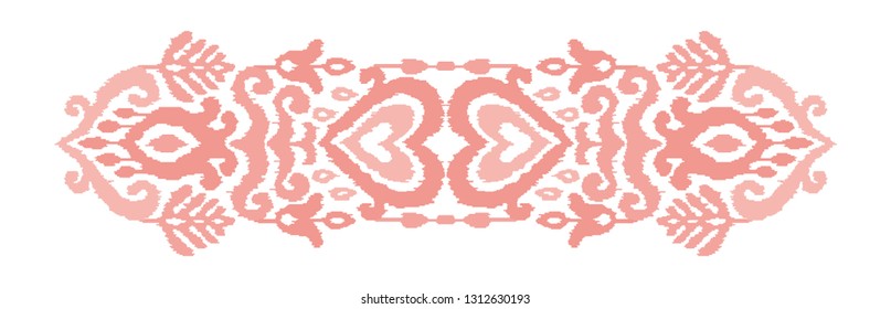 Ethnic vector illustration. Ikat textile stylized. Eastern embroidery tile. Indian Scandinavian Mexican Pakistan woven ornament.