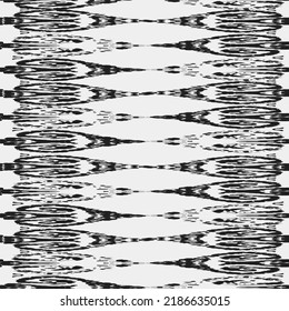 Ethnic Vector Pattern. Bohemian Peacock Print. Geometric Ikat Seamless Design. Monochrome and Greyscale Vintage Ornament. Rhombus Watercolor Background. Abstract Modern Batik. Fashion Retro Art.