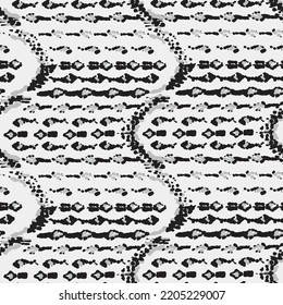 Ethnic Vector Pattern. Bohemian Peacock Print. Geometric Ikat Seamless Design. Monochrome and Greyscale Vintage Ornament. Rhombus Watercolor Background. Fashion Retro Art. Abstract Modern Batik.