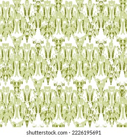 Ethnic Vector Pattern. Bohemian Peacock Print. Geometric Ikat Seamless Design. Abstract Modern Batik. Vintage Ornament. Rhombus Watercolor Background. Fashion Retro Art. Green and Turquoise