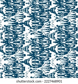 Patrón de vectores étnicos. Impresión de pavo real bohemio. Diseño sin costuras de Ikat geométrico. Ornamento de época. Fondo de color de agua de Rhombus. Resumen de Batik Moderno. Arte retro de moda: azul índigo y rojo