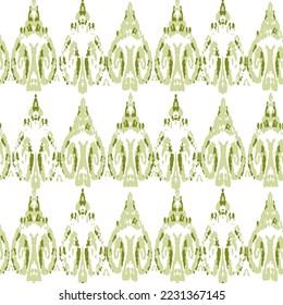 Patrón de vectores étnicos. Impresión de pavo real bohemio. Resumen de Batik Moderno. Arte Retro De Moda. Ornamento Vintage. Fondo de color de agua de Rhombus. Diseño de Ikat Geométrico Verde y Turquesa sin Marea.