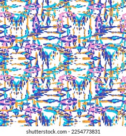 Ethnic Vector Pattern. Bohemian Peacock Print. Geometric Ikat Seamless Design. Fashion Retro Art. Abstract Modern Batik. Indigo Blue and Red Vintage Ornament. Rhombus Watercolor Background.