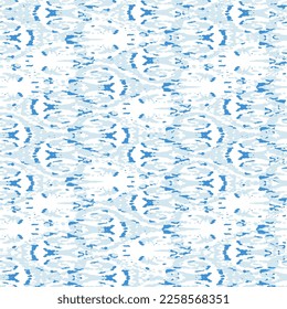 Ethnic Vector Pattern. Bohemian Peacock Print. Vintage Ornament. Rhombus Watercolor Background. Blue and Indigo Abstract Modern Batik. Geometric Ikat Seamless Design. Fashion Retro Art.