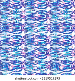 Ethnic Vector Pattern. Bohemian Peacock Print. Fashion Retro Art. Vintage Ornament. Rhombus Watercolor Background. Abstract Modern Batik. Indigo Blue and Red Geometric Ikat Seamless Design.