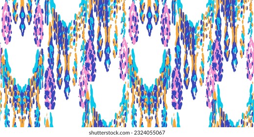 Ethnic Vector Pattern. Bohemian Peacock Print. Vintage Ornament. Rhombus Watercolor Background. Fashion Retro Art. Geometric Ikat Seamless Design. Indigo Blue and Red Abstract Modern Batik.