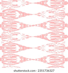 Ethnic Vector Pattern. Bohemian Peacock Print. Crimson Red Fashion Retro Art. Geometric Ikat Seamless Design. Vintage Ornament. Rhombus Watercolor Background. Abstract Modern Batik.